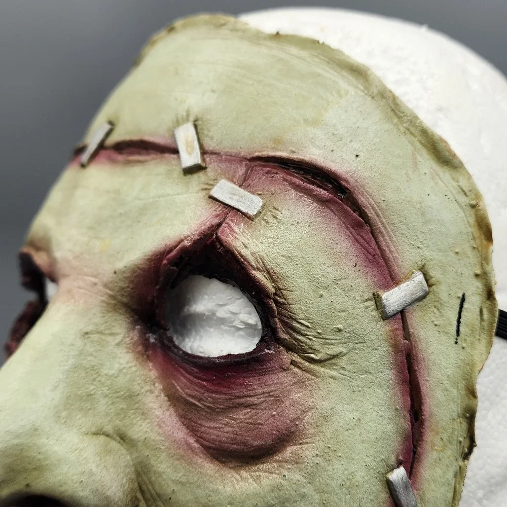 Horror Mask Green Stitched Zombie Latex Slasher Cosplay Mask Halloween Scary